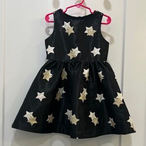 Gymboree Shimmery Black Party Dress with Gold and Silvery Stars, size 4